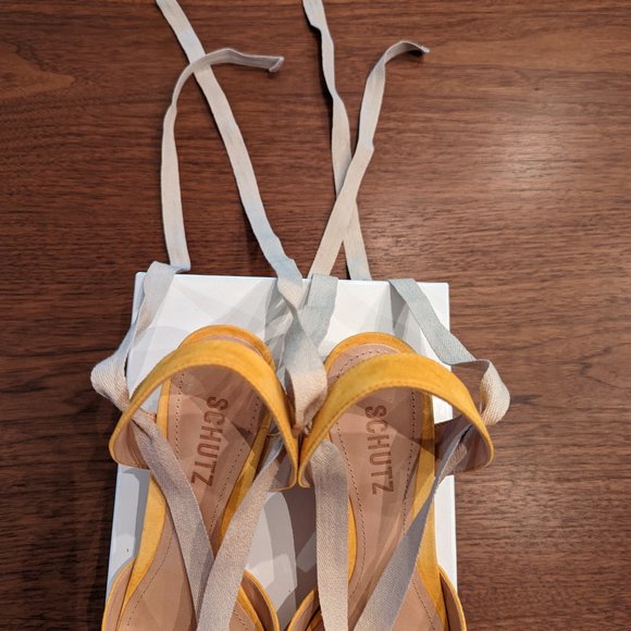Yellow Schutz espadrille lace-up sandals - Picture 2 of 4